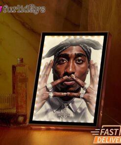 2Pac Peace Sign Portrait Mirror Night Light, Rapper Lamp