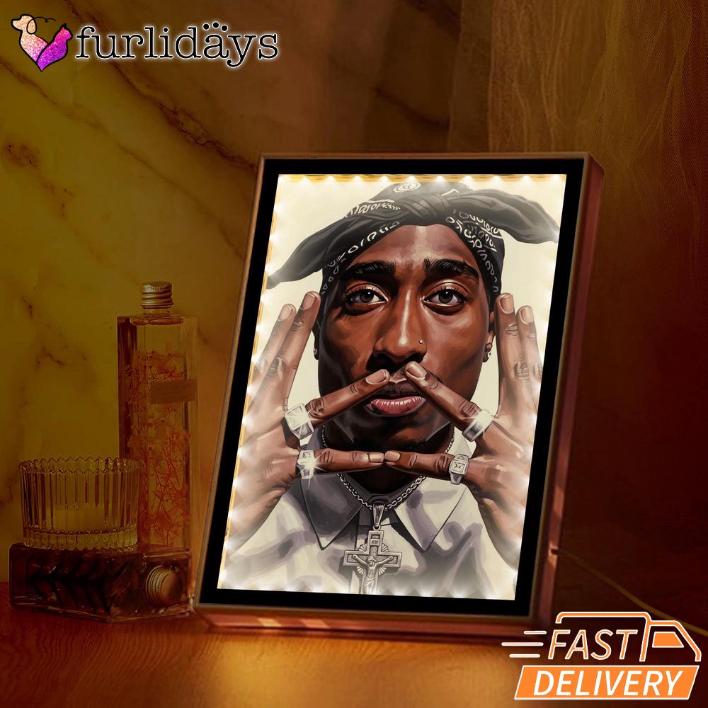 2Pac Peace Sign Portrait Mirror Night Light, Rapper Lamp 2Pac Peace Sign Portrait Mirror Night Light, Rapper Lamp