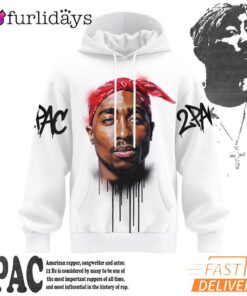 2Pac Red Bandana Art 3D Hoodie, 90s Music Hoodie
