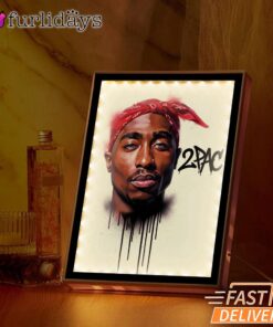 2Pac Red Bandana Art Mirror Night Light, Rapper Lamp