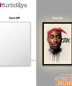 2Pac Red Bandana Art Mirror Night Light, Rapper Lamp