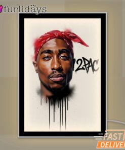 2Pac Red Bandana Art Mirror Night Light, Rapper Lamp