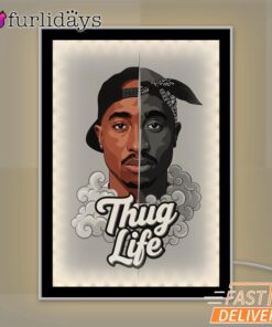 2Pac Thug Life Split Face Graphic Mirror Night Light, Rapper Lamp