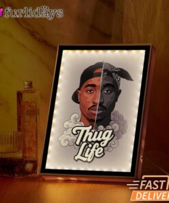 2Pac Thug Life Split Face Graphic Mirror Night Light, Rapper Lamp