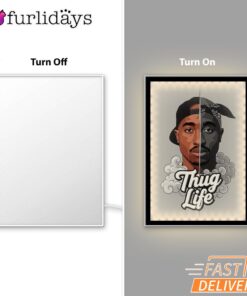 2Pac Thug Life Split Face Graphic Mirror Night Light, Rapper Lamp