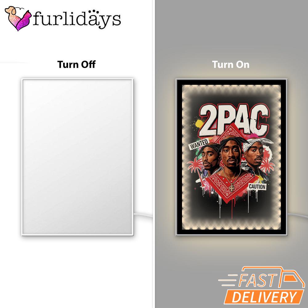 2Pac Wanted Thug Legend Mirror Night Light, Rapper Lamp 2Pac Wanted Thug Legend Mirror Night Light, Rapper Lamp