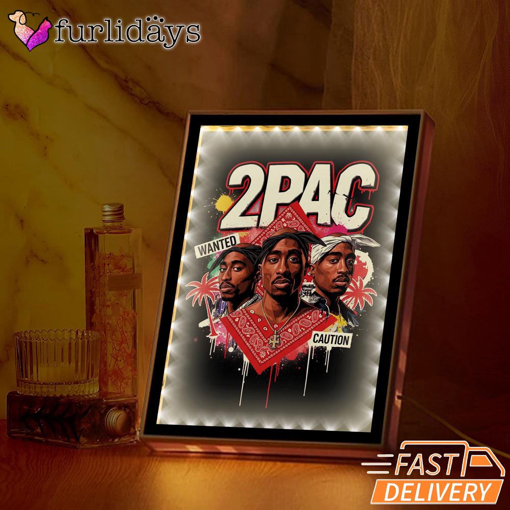 2Pac Wanted Thug Legend Mirror Night Light, Rapper Lamp 2Pac Wanted Thug Legend Mirror Night Light, Rapper Lamp