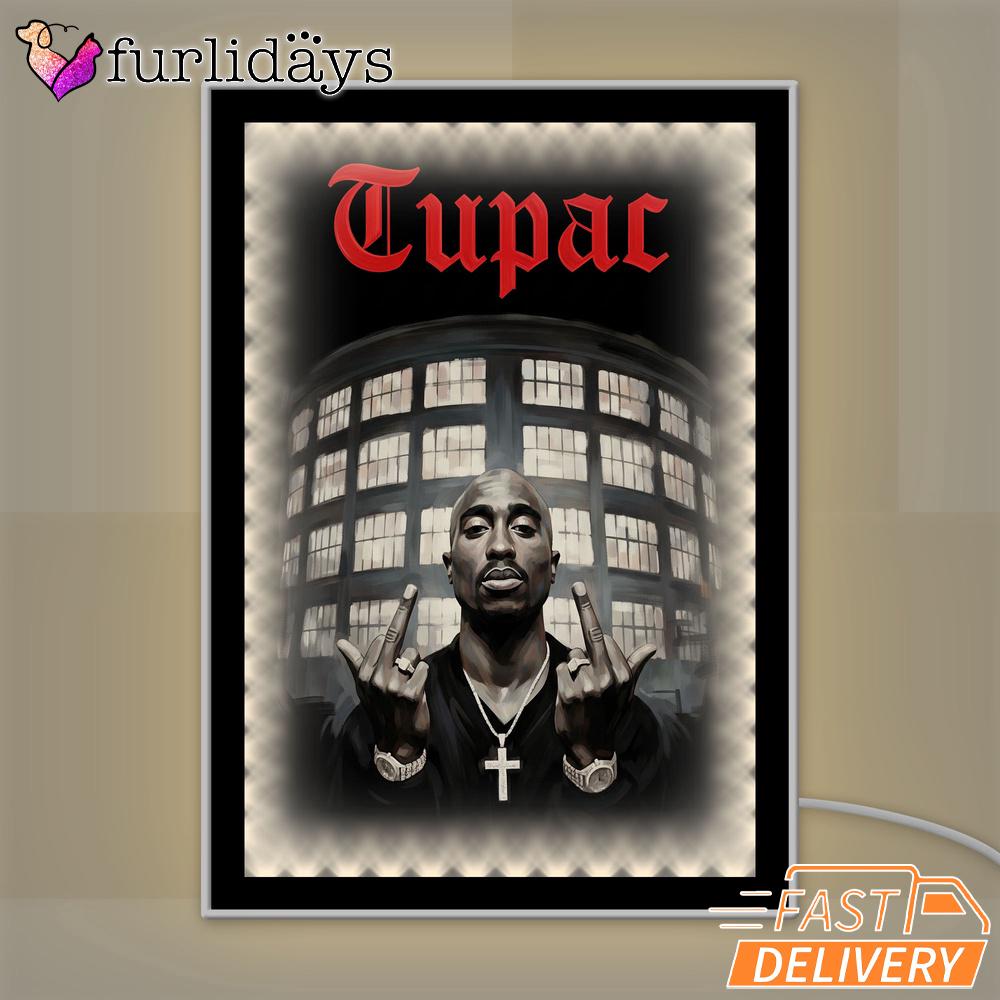 2Pac West Coast Icon Graphic Mirror Night Light, Rapper Lamp 2Pac West Coast Icon Graphic Mirror Night Light, Rapper Lamp