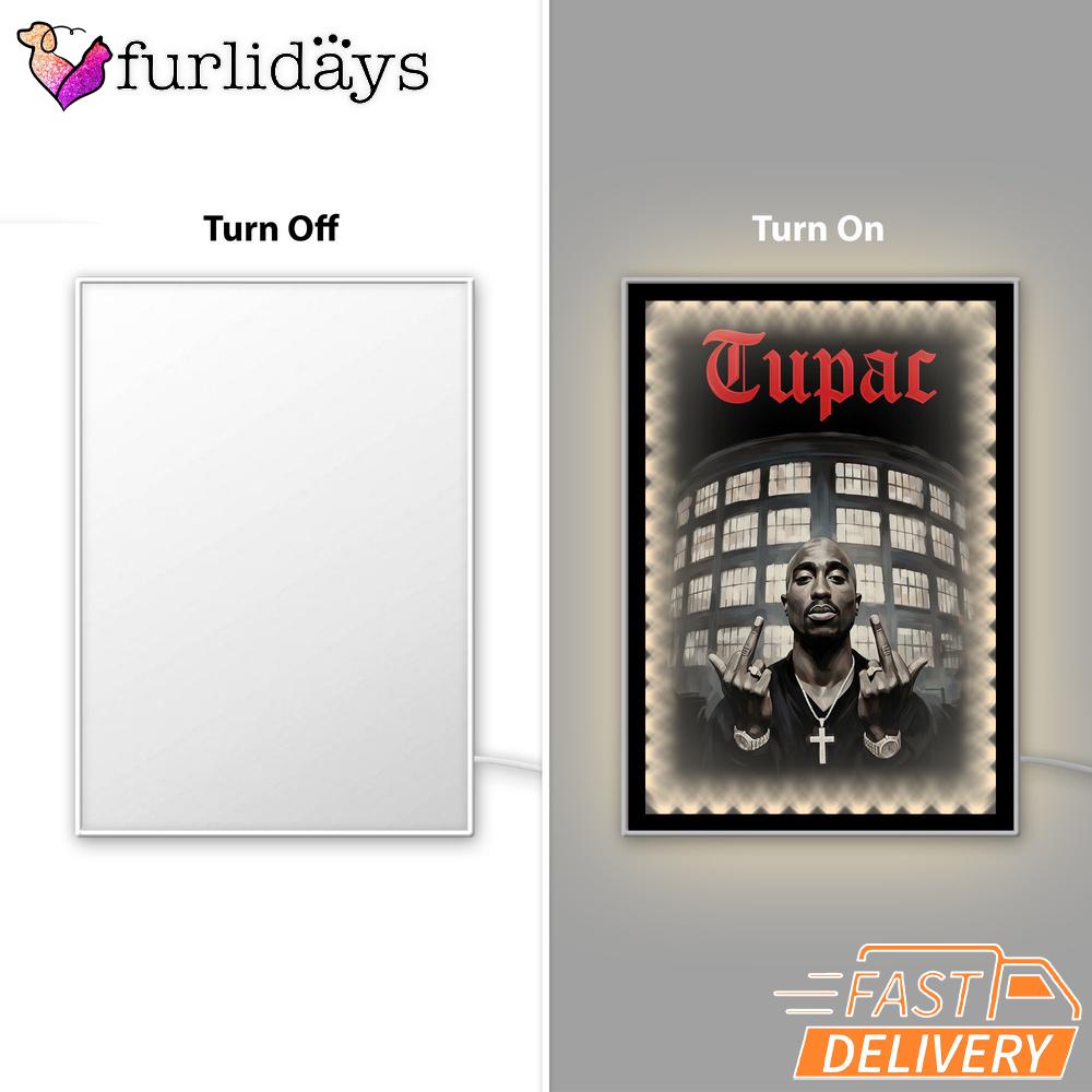 2Pac West Coast Icon Graphic Mirror Night Light, Rapper Lamp 2Pac West Coast Icon Graphic Mirror Night Light, Rapper Lamp