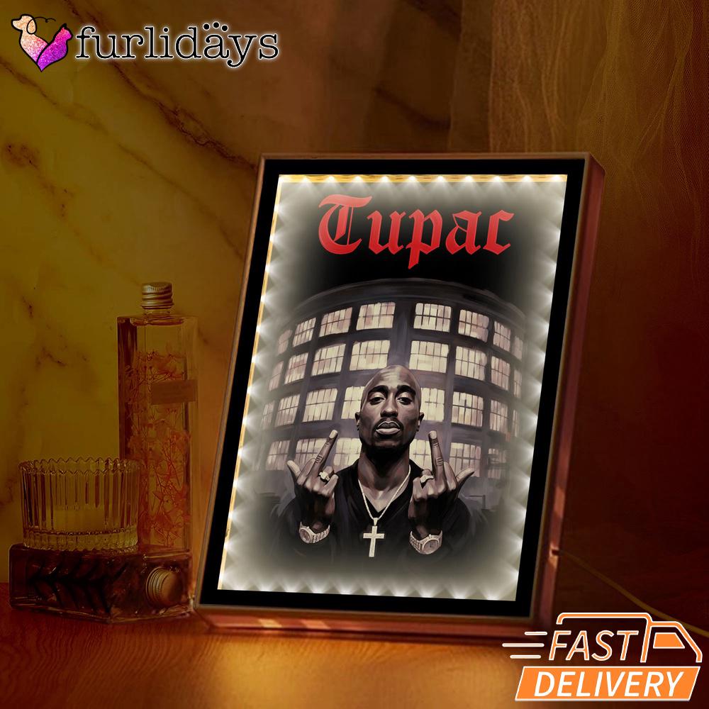 2Pac West Coast Icon Graphic Mirror Night Light, Rapper Lamp 2Pac West Coast Icon Graphic Mirror Night Light, Rapper Lamp