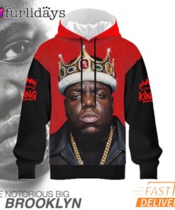 Biggie King Crown Red Black 3D Hoodie, Rapper Hoodie