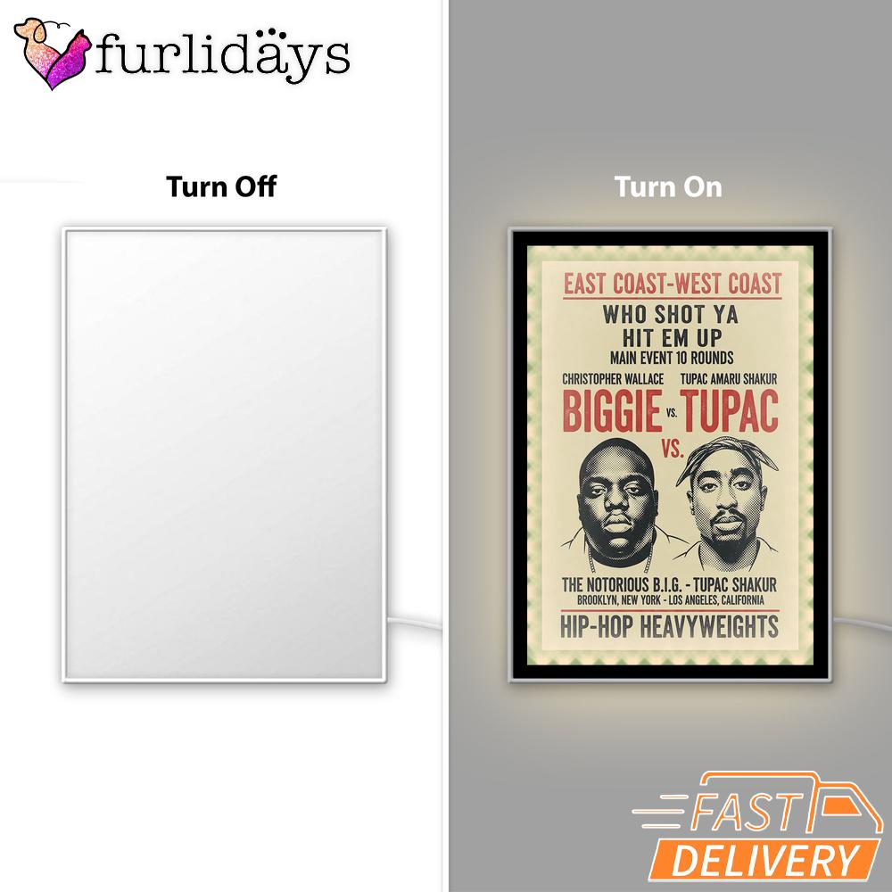 Biggie Tupac Coast Clash Mirror Night Light, Rapper Lamp Biggie Tupac Coast Clash Mirror Night Light, Rapper Lamp