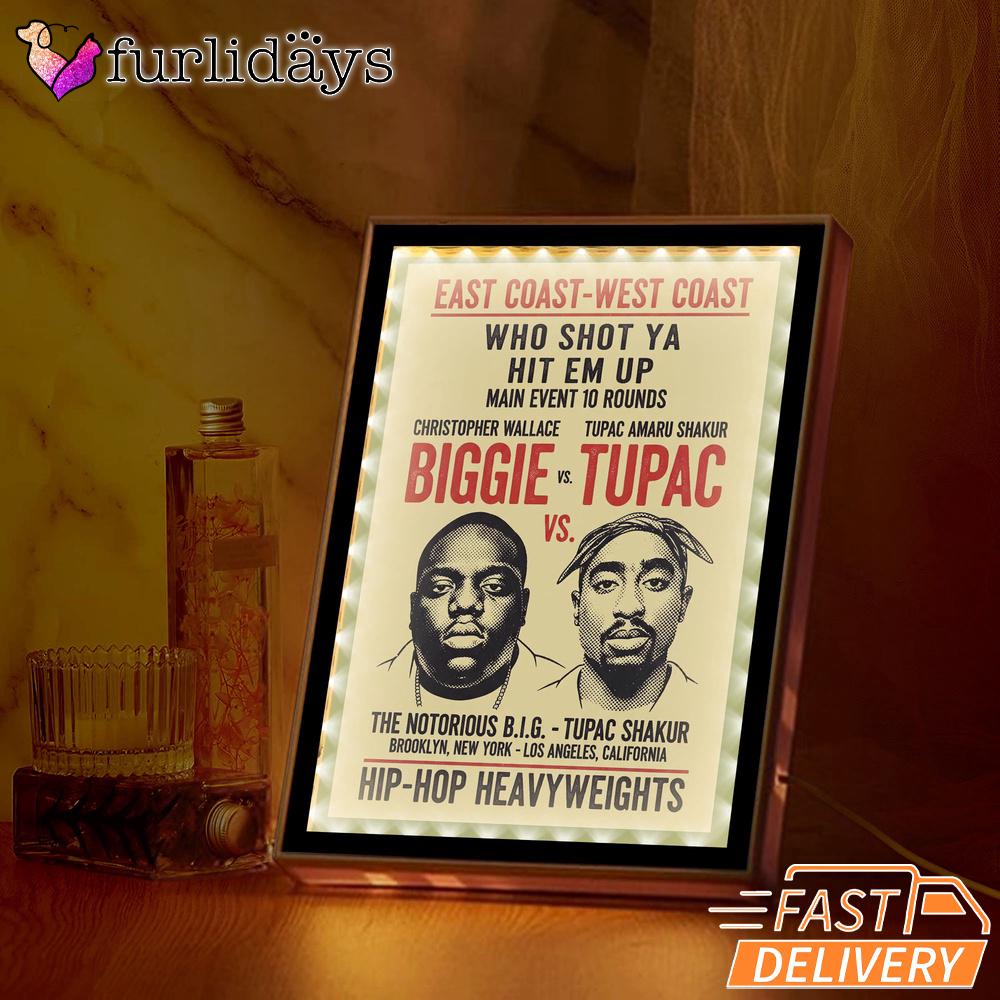 Biggie Tupac Coast Clash Mirror Night Light, Rapper Lamp Biggie Tupac Coast Clash Mirror Night Light, Rapper Lamp