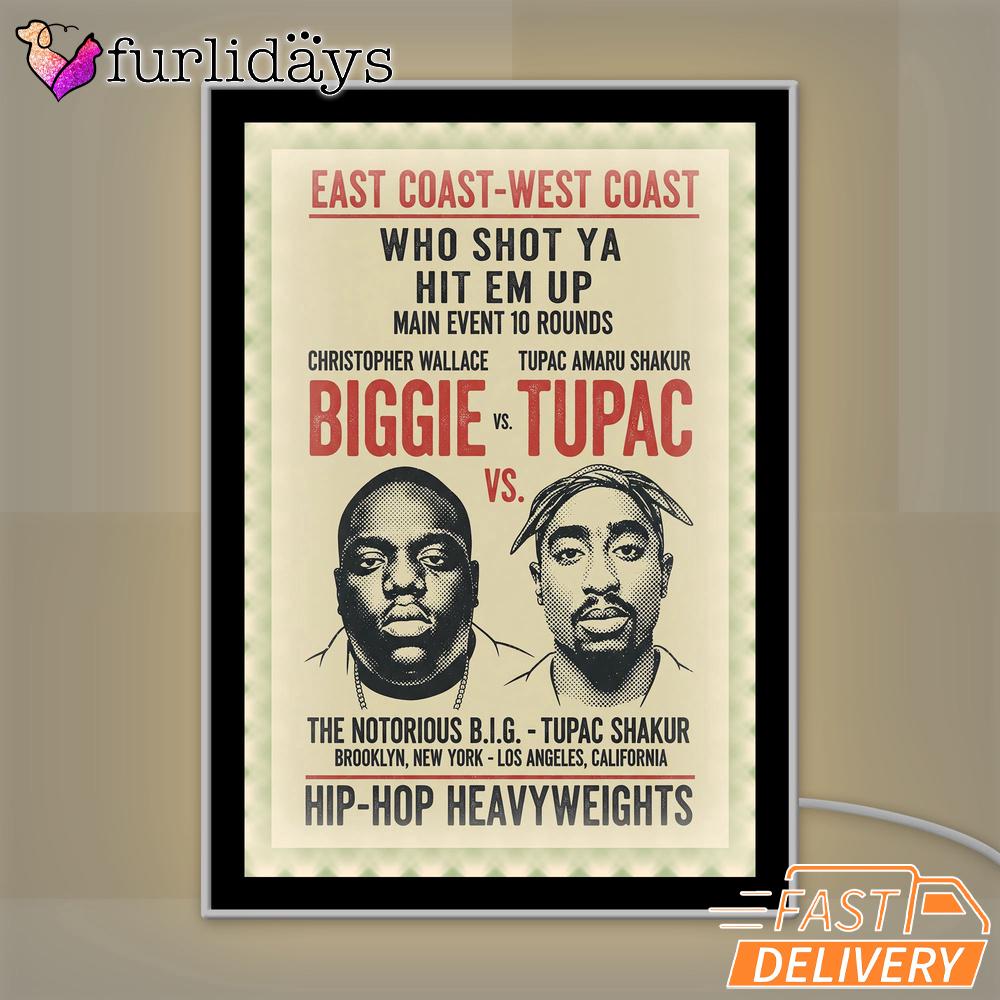 Biggie Tupac Coast Clash Mirror Night Light, Rapper Lamp Biggie Tupac Coast Clash Mirror Night Light, Rapper Lamp
