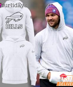 Buffalo Bills Josh Allen 2025 White Sideline Hoodie