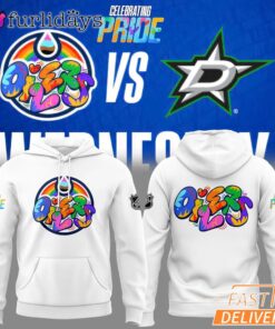 Edmonton Oilers Pride Brain Color Art Logo White Hoodie