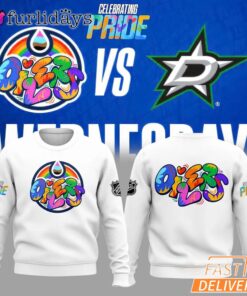 Edmonton Oilers Pride Brain Color Art Logo White Sweatshirt