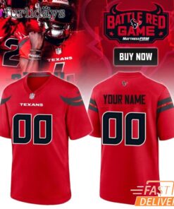 Houston Texans Battle Red Game Custom Football Jersey