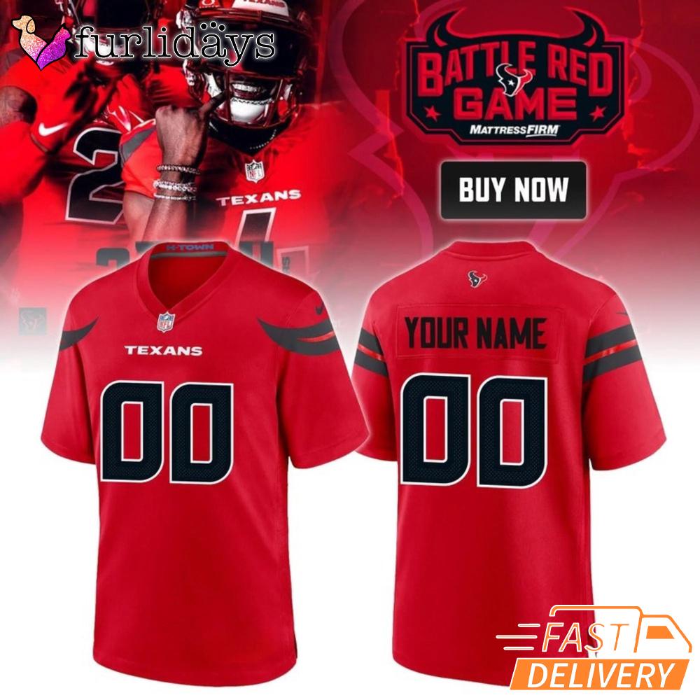 Houston Texans Battle Red Game Custom Football Jersey