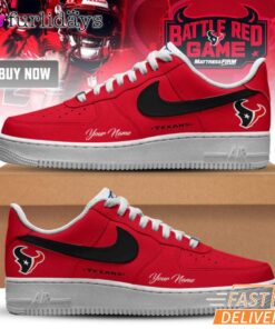 Houston Texans Battle Red Game Day Custom Air Force Shoes