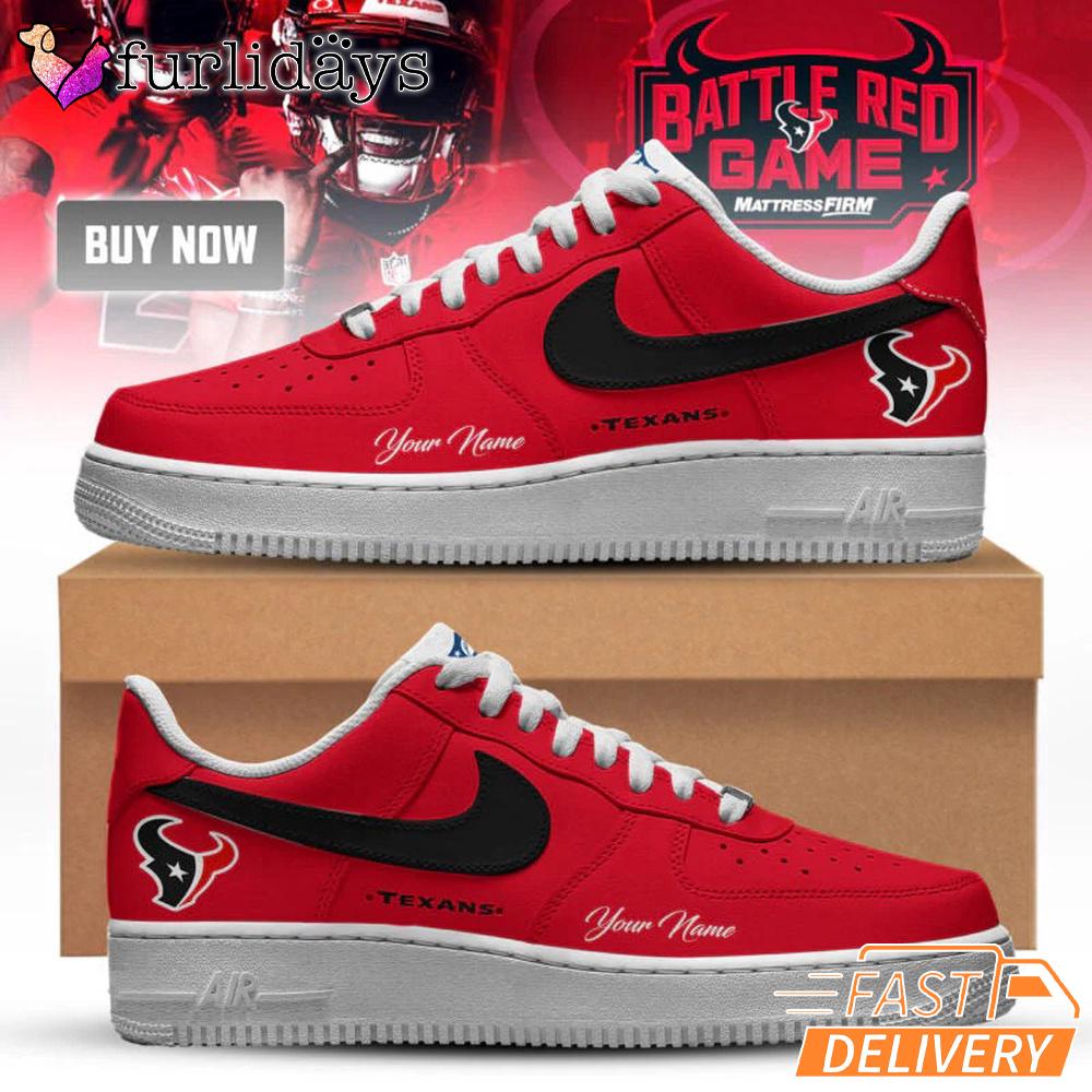Houston Texans Battle Red Game Day Custom Air Force Shoes Houston Texans Battle Red Game Day Custom Air Force Shoes