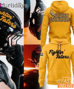 Idaho Vandals Fightin Taters Bold Script Logo Gold Hoodie