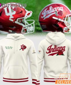 Indiana Hoosiers Rose Bowl Helmet Script Logo Cream Hoodie