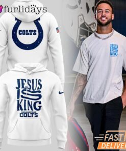 Indianapolis Colts Jesus Is King Faith Graphic White Hoodie