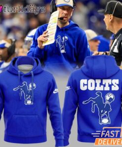 Indianapolis Colts Running Horse Line Art Blue Hoodie