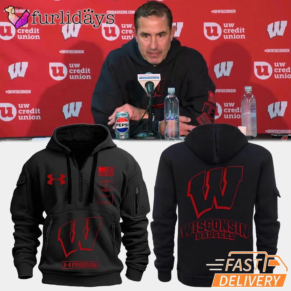 Luke Fickell Wisconsin Badgers Freedom Edition Quater Zip Hoodie Luke Fickell Wisconsin Badgers Freedom Edition Quater Zip Hoodie