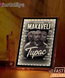 Makaveli Tupac Black White Mirror Night Light, Rapper Lamp