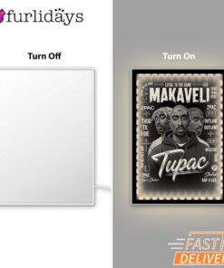 Makaveli Tupac Black White Mirror Night Light, Rapper Lamp
