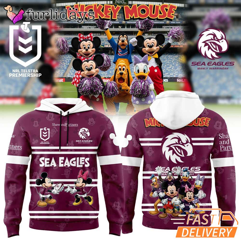 Manly Warringah Sea Eagles Mickey Mouse Maroon Hoodie Manly Warringah Sea Eagles Mickey Mouse Maroon Hoodie