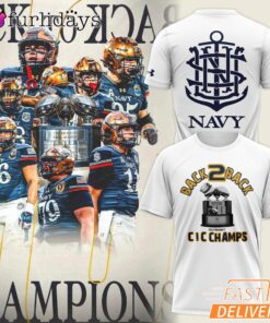 Navy Midshipmen 2025 Back To Back Champions Team Graphic T Shirt