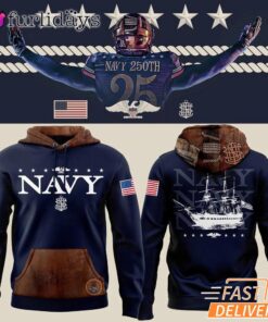 Navy Midshipmen 250th Anniversary Patriotic Crest Graphic Hoodie