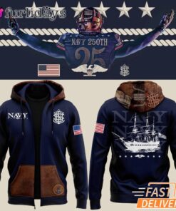 Navy Midshipmen 250th Anniversary Patriotic Crest Graphic Zip Hoodie