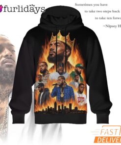 Nipsey Hussle Flames City 3D Hoodie Powerful Rap Icon Art