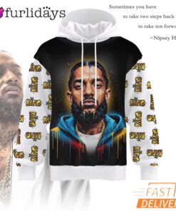 Nipsey Hussle Golden Portrait 3D Hoodie Graffiti Street Style