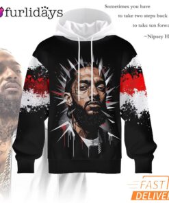 Nipsey Hussle Red Black Splash 3D Hoodie Bold Rap Icon Design