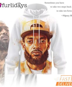Nipsey Hussle White 3D Hoodie Clean Portrait Edition Urban Style