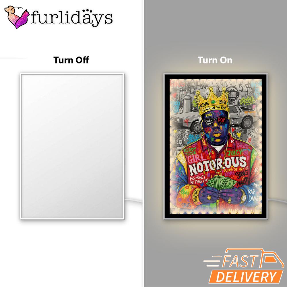 Notorious BIG Money Crown Graffiti Mirror Night Light, Rapper Lamp Notorious BIG Money Crown Graffiti Mirror Night Light, Rapper Lamp