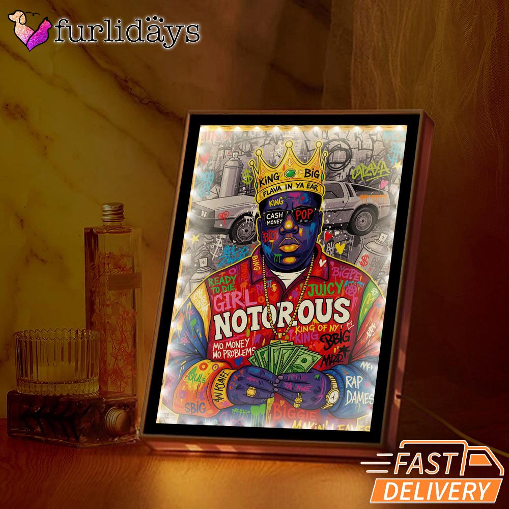 Notorious BIG Money Crown Graffiti Mirror Night Light, Rapper Lamp Notorious BIG Money Crown Graffiti Mirror Night Light, Rapper Lamp