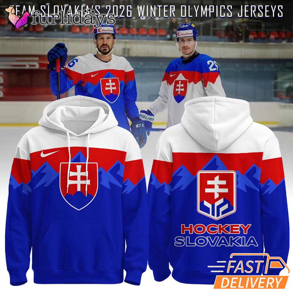 Slovakia Hockey 2026 Winter Olympics Blue Hoodie Slovakia Hockey 2026 Winter Olympics Blue Hoodie
