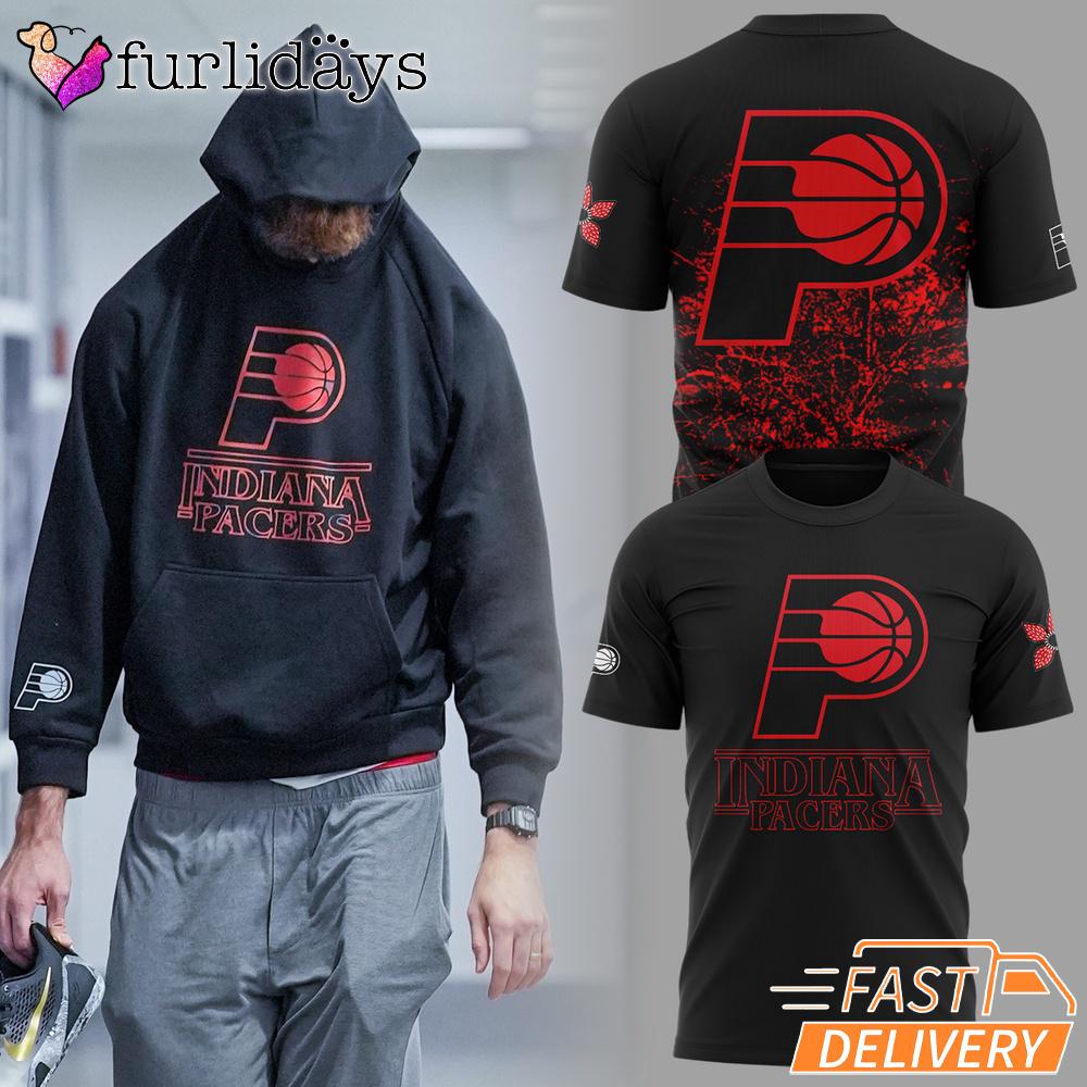 Stranger Things S5 Indiana Pacers Split Pattern TShirt Stranger Things S5 Indiana Pacers Split Pattern TShirt