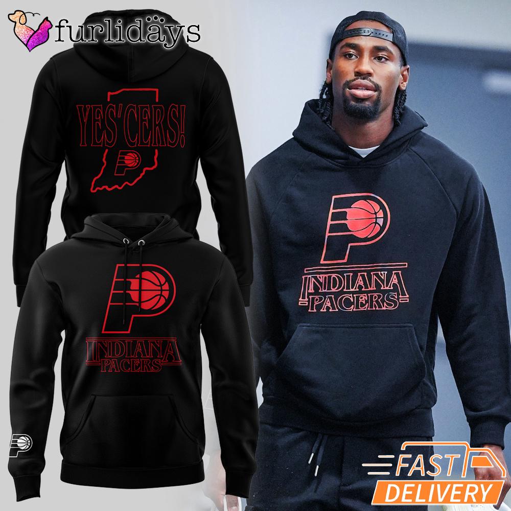 Stranger Things S5 Indiana Pacers State Outline Hoodie Stranger Things S5 Indiana Pacers State Outline Hoodie