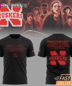 Stranger Things S5 Nebraska Huskers Bold Back Print T-Shirt