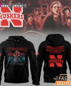 Stranger Things S5 Nebraska Huskers Classic Mashup Hoodie