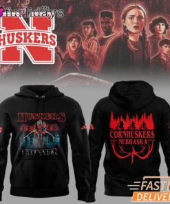 Stranger Things S5 Nebraska Huskers Cornhuskers Flame Hoodie