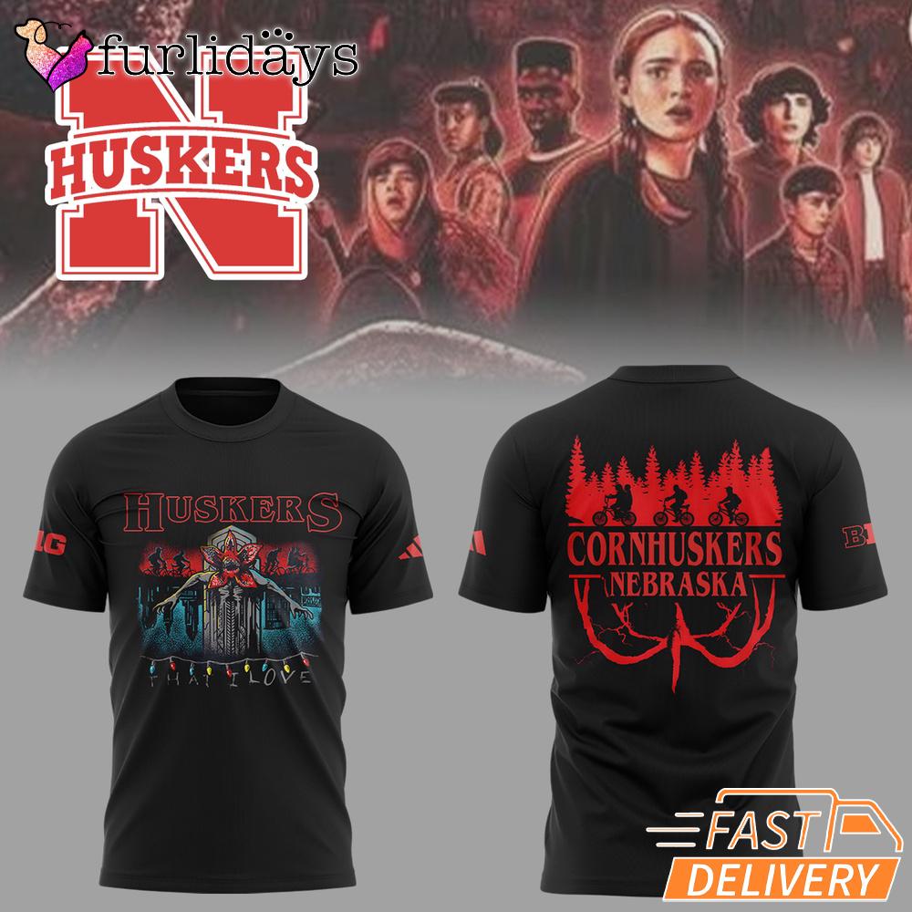 Stranger Things S5 Nebraska Cornhuskers Flame T-Shirt Stranger Things S5 Nebraska Cornhuskers Flame T-Shirt