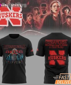 Stranger Things S5 Nebraska Huskers Graphic Fan T-Shirt